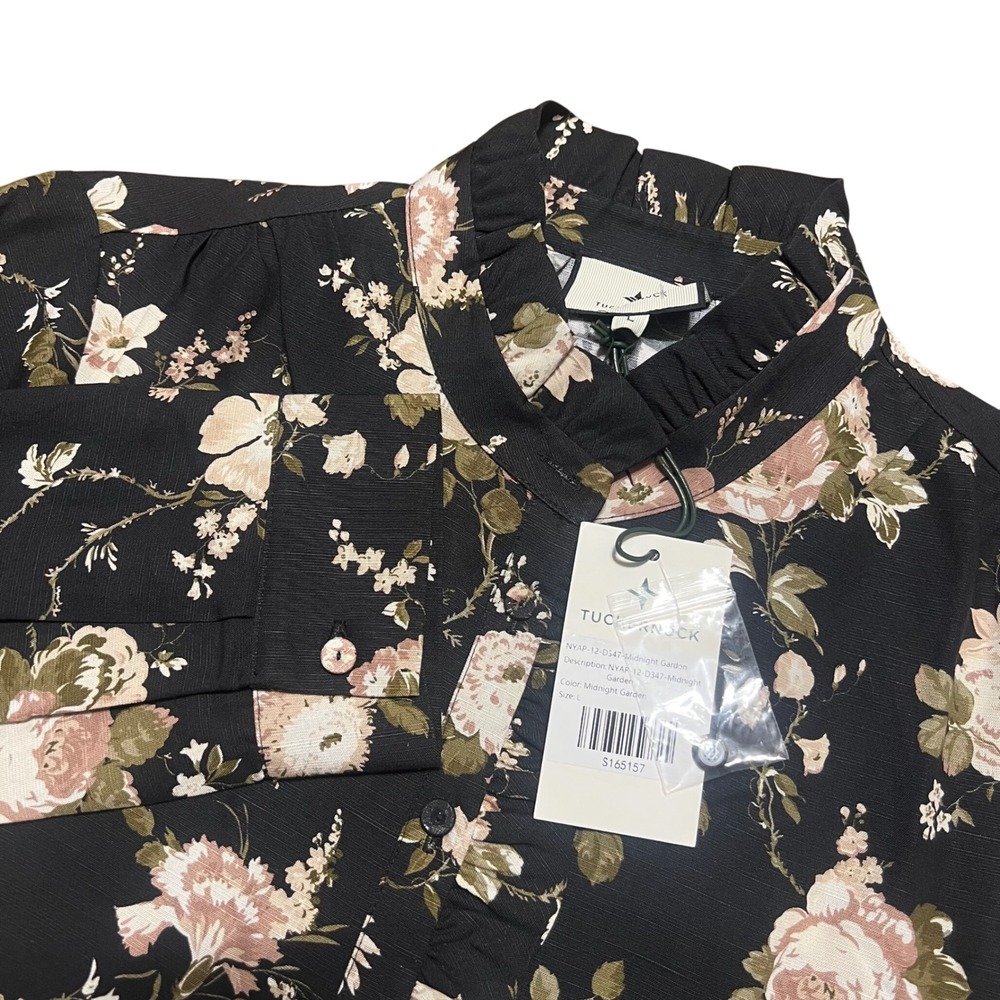 NWT Tuckernuck Midnight Garden Floral Print Tencel Linen Midi Dress Size L